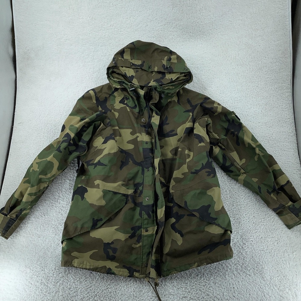 Vintage US Army ECWCS Parka Jacket Mens Large Regular Woodland Camo USGI 90s